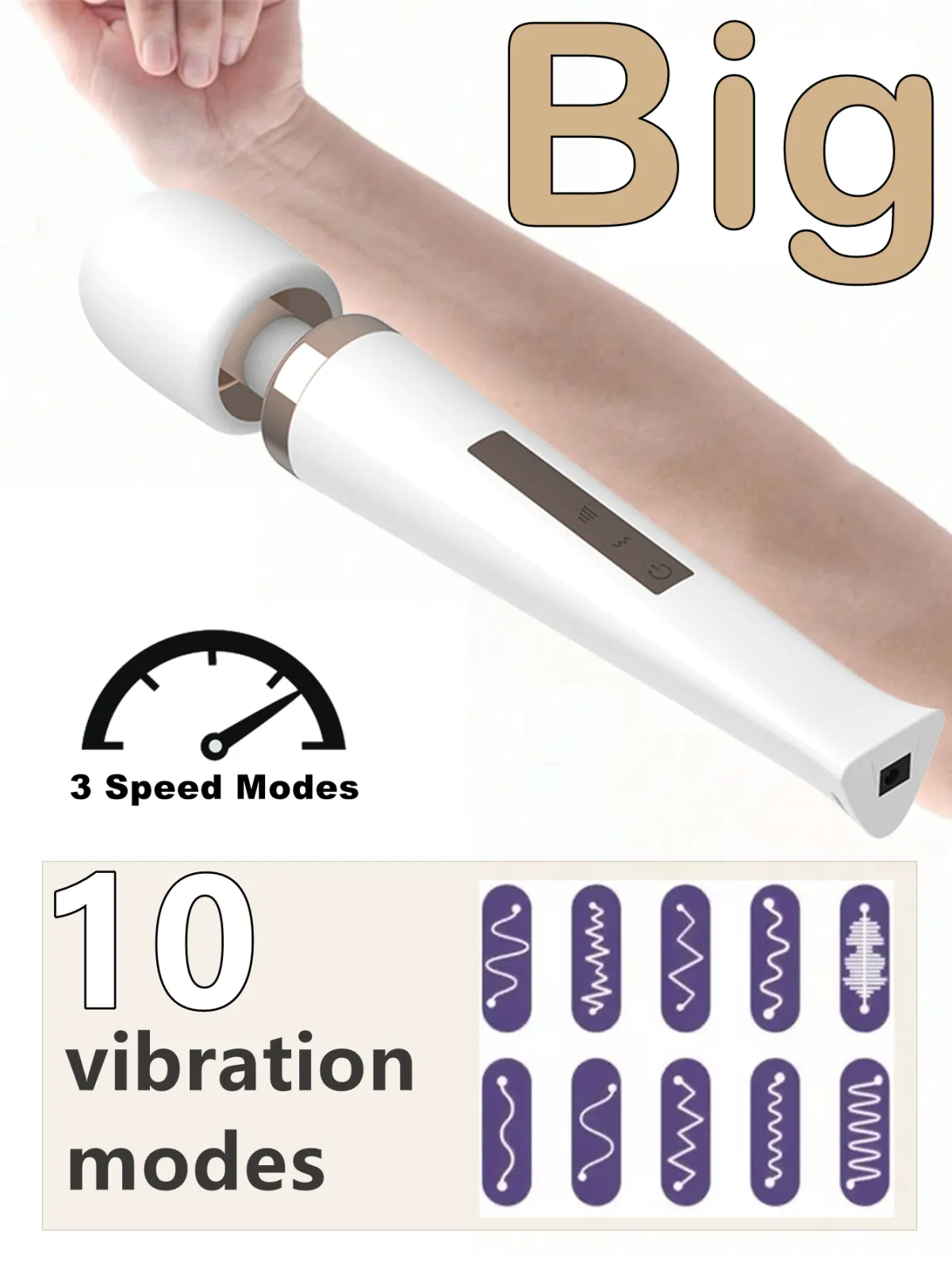 Magic Wand Massager 10 Speed Powerful Body Vibrator