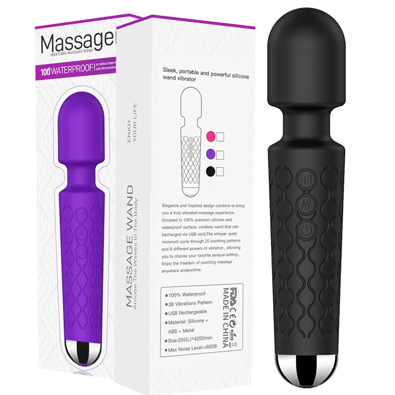 Mini Wand Vibrator  20 Modes Waterproof USB clit Massager