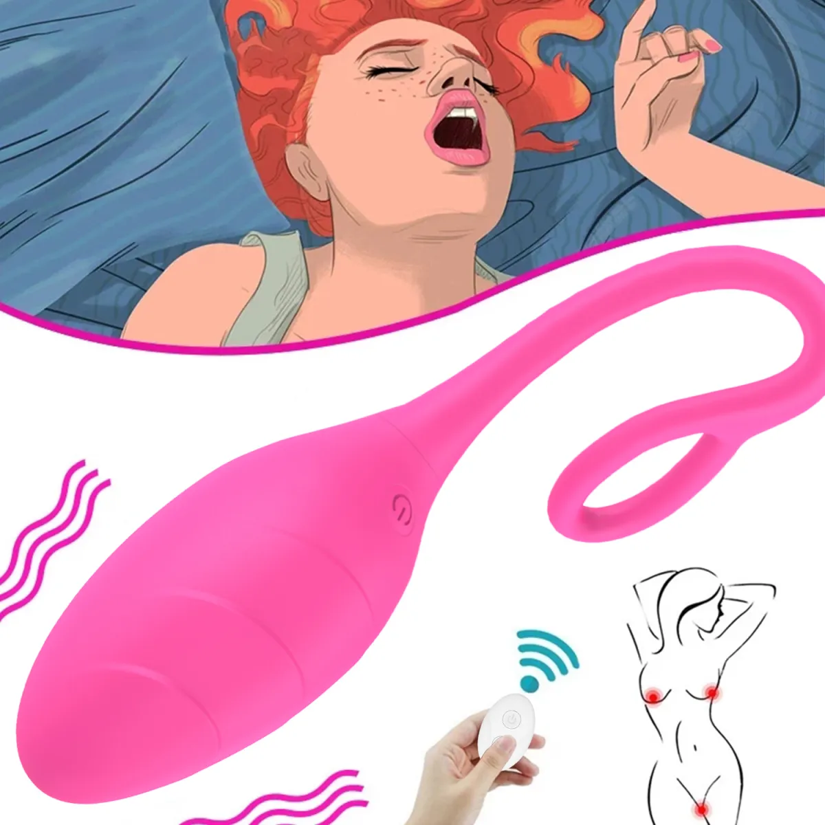 Remote Controlled Vibrating Egg with Loop. Wireless Wearable Vibrator