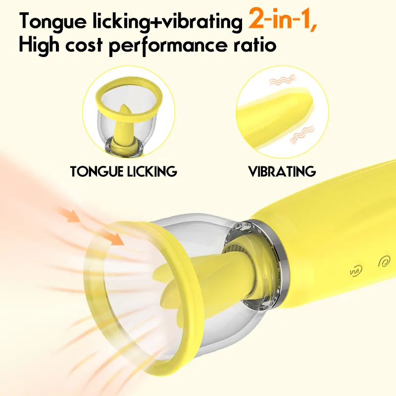 Nipple Sucker with Rotating Tongue Vibrator