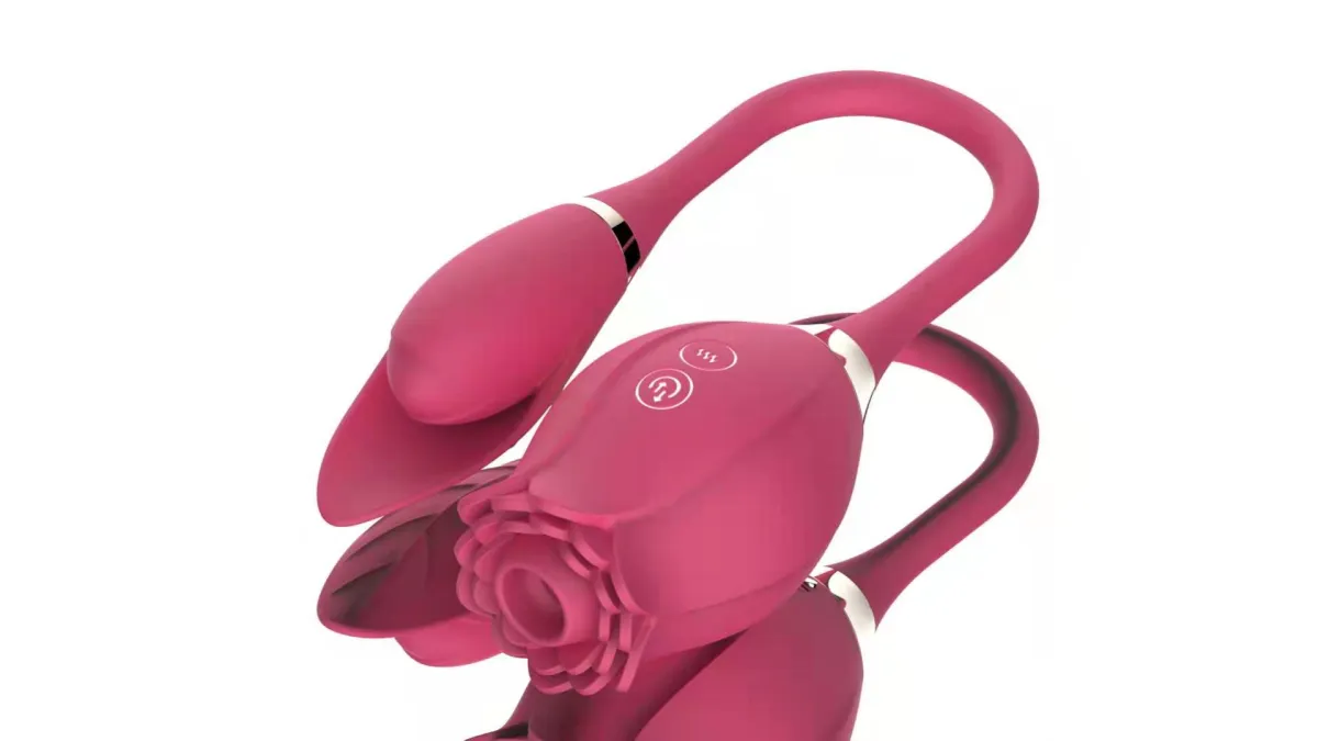 Rose Vibrator with Suction and Thrusting Bullet Dildo