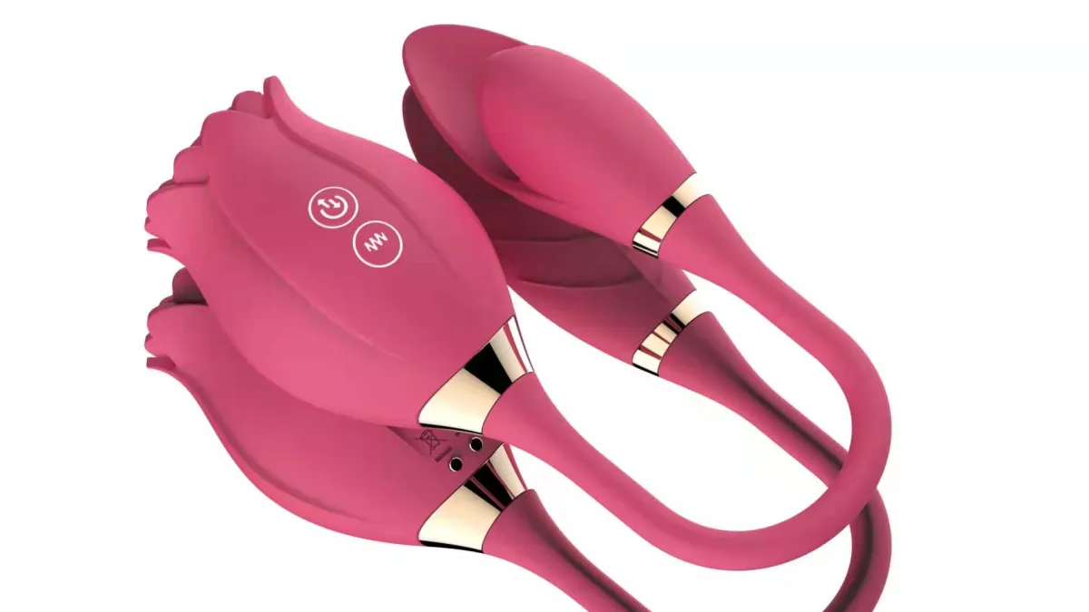 Rose Vibrator with Suction and Thrusting Bullet Dildo