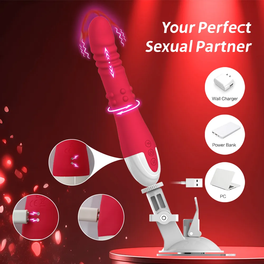 Thrusting Dildo Sex Machine with Rotating Balls