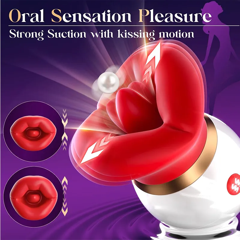10-Mode Suction Tongue Clitoral Licking Rose Toy